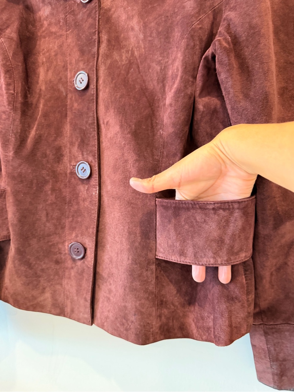 Danier Burgundy Suede Women's Leather Jacket - Picture 3 of 12